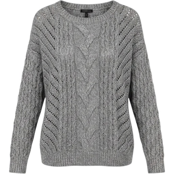 Express Sweaters - Express Sweater Womens XS Grey Cable Knit Pointelle Pullover